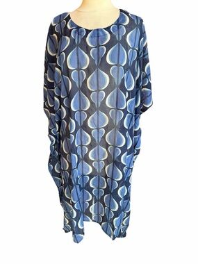 NWOT Fragonard 100% Cotton Semi-Sheer Billowy Lightweight Geometric Peacock-Like